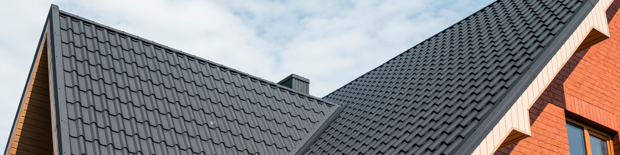 Modern Roof Covered With Tile Effect Pvc Coated Brown Metal Roof Sheets.